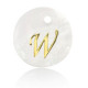 Shell pendant 15mm letter W Gold-White